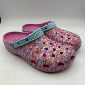 Crocs x Lisa Frank Classic Clogs Womens 11 Pink Unicorn Slip On Comfort Shoes